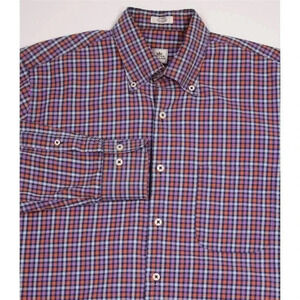 Peter Millar Purple/Navy/Orange Checkered Cotton Dress Button-Up Shirt Medium